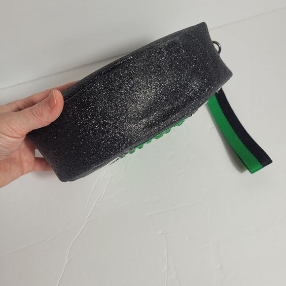 Bath & Body Works Eyeball Clutch Glittery Black Green Gems Cosmetic Bag NWT - Picture 7 of 11